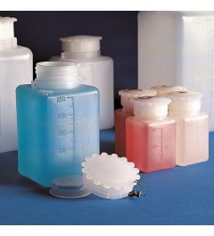 Graduated wide neck square bottles series 600 - PE body, PP cap