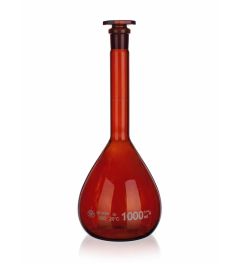 Volumetric flask with SJ brown with brown glass stopper