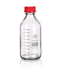 Reagent bottle GL45, red cap, red outlet ring