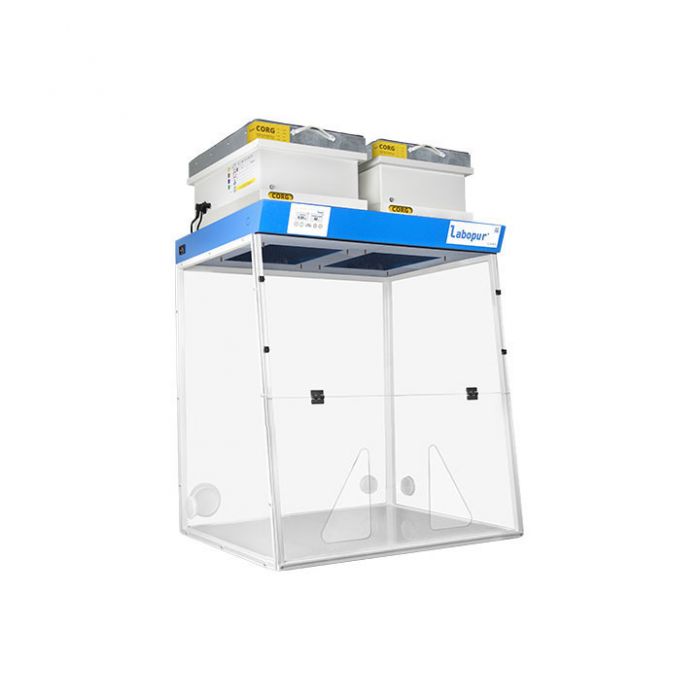 Ductless fume hood H09-2 hands working open