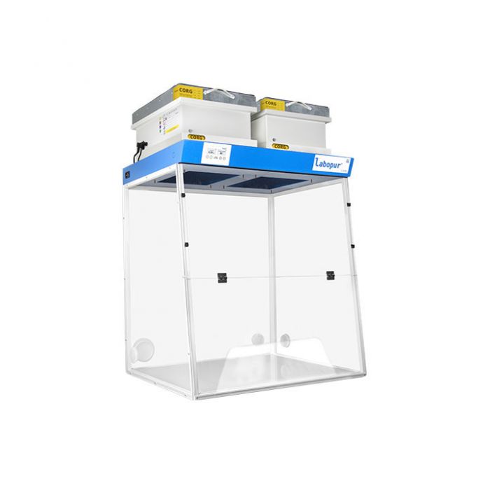 Ductless fume hood H09-Trapeze working open
