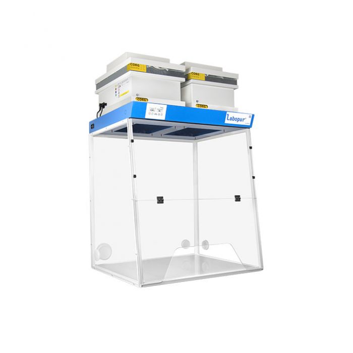Ductless fume hood H09-Trapeze working open