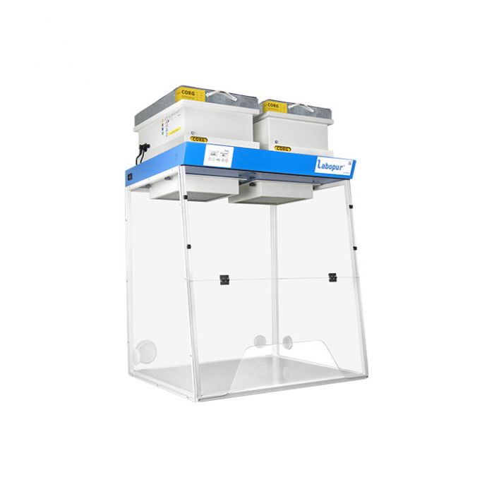 Ductless fume hood H09-Trapeze working open