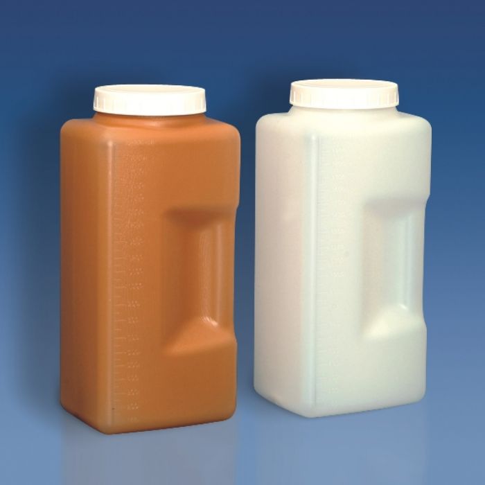 Square urine bottle - HDPE - 2000ml - Amber - 1 pc