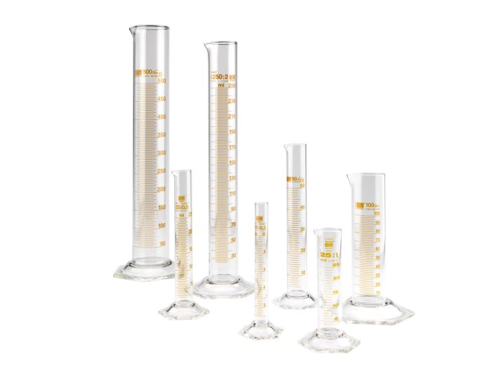 borosilicate 3.3 Hirschmann glass measure cylinder various sizes