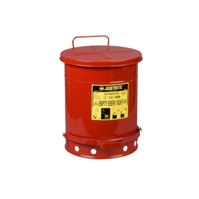 Foot operated oily waste can-53L-Red-09500