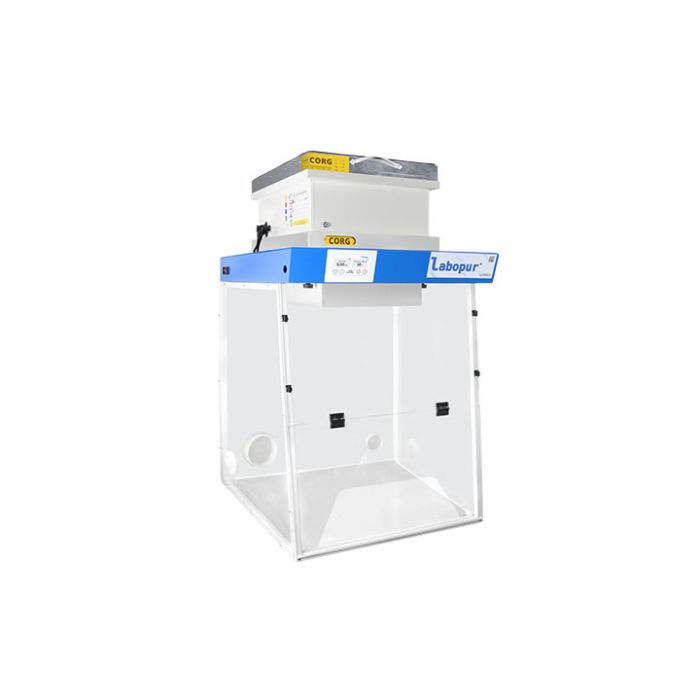 Ductless fume hood H06-Trapeze working open