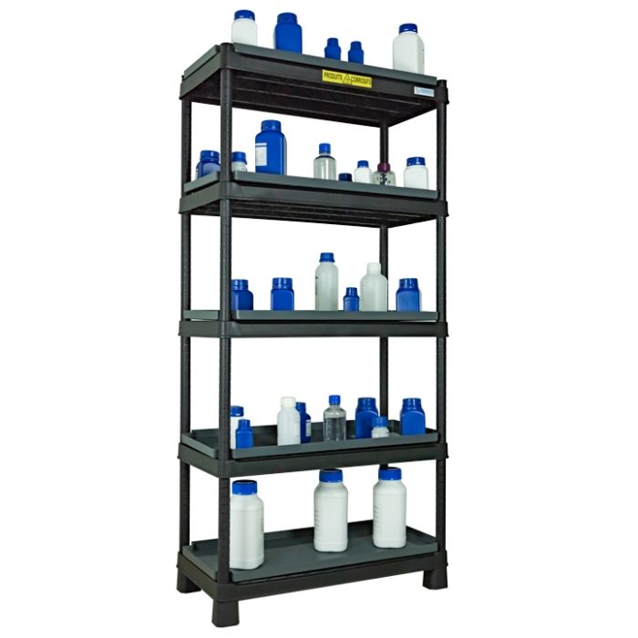 RANGE R - High density polyethylene safety shelving - 5 levels