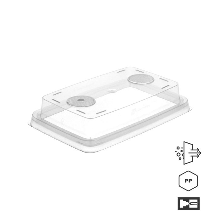 Inventi+ factory sterile cultivation vessels with filter for plant tissue culture activities. Lids only with 1x6mm filter. Pack of 20 pcs