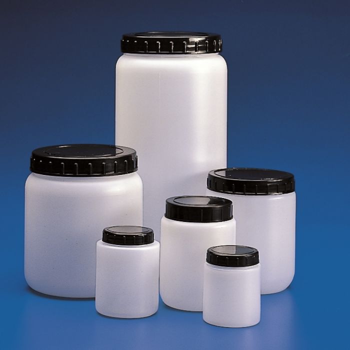 Cylindrical jars with ribbed caps - PE/PP - 1 pc