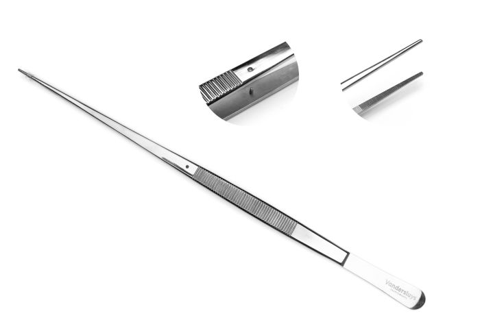 Tissue culture forceps  - Small tip - 30 cm- With alignment hole - Vandersluys