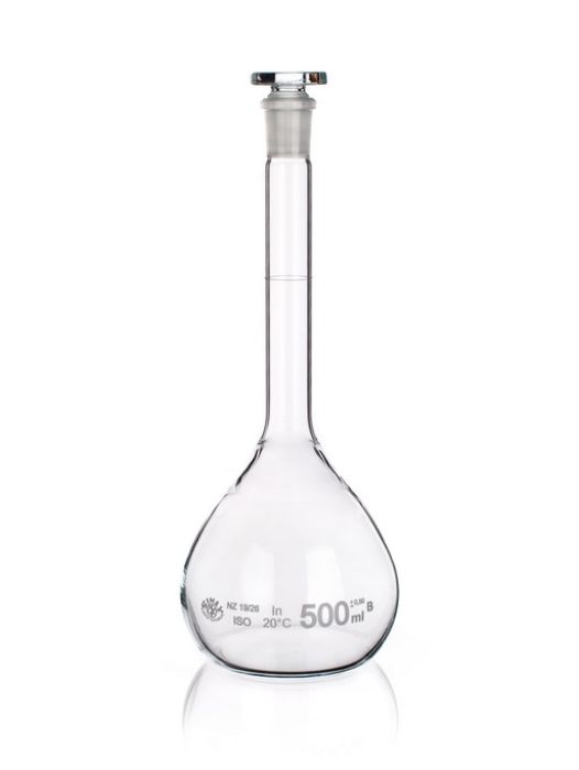 Volumetric flask with SJ with glass stopper Class B