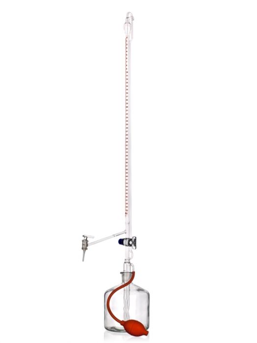 Titration apparatus with discharging and by-pass cock