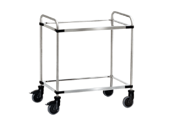Stainless steel two shelves transport trolley for laboratory