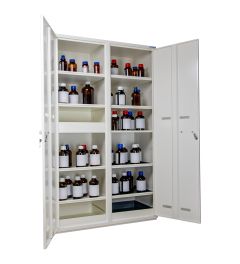Tall cabinet 2 doors in steel-4 compartments