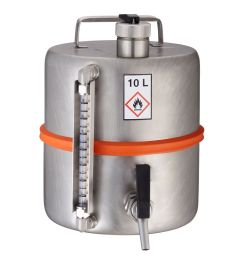 Safety barrel 10L w/ tap ¾" and level indicator