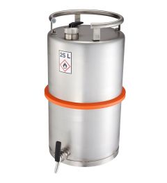 Safety barrel 25L w/ self close tap ¾" and flame trap