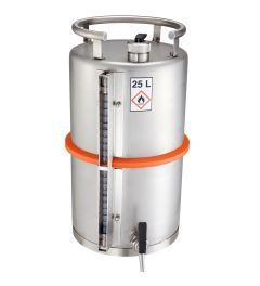 Safety barrel 25L w/ self close tap ¾", flame trap