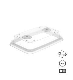 Inventi+ factory sterile cultivation vessels with filter for plant tissue culture activities. Lids only with 2x6mm filters. Pack of 20 pcs