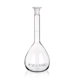Volumetric flask SJ with plastic stop, conformity certificate