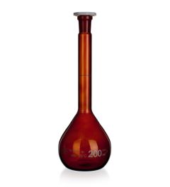 Volumetric flask brown SJ with NT plastic stop Class B