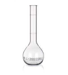 Volumetric flask for sugar analysis, two marks