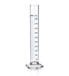 Hex base graduated cylinder with pourout