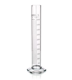 Hex base graduated cylinder with pourout