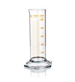 Hex base graduated cylinder with pourout