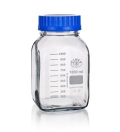 Reagent bottle GL80, blue cap, blue outlet ring