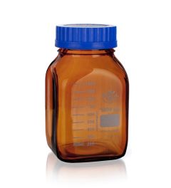 Reagent bottle GL80 brown, blue cap, blue ring