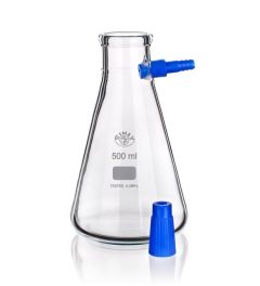 Filtering flask with plastic side hose and plastic tube